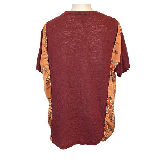 Scotch & Soda Linen/Polyester Floral Print Top Loose Fit Short Sleeve Size L - Picture 4 of 9